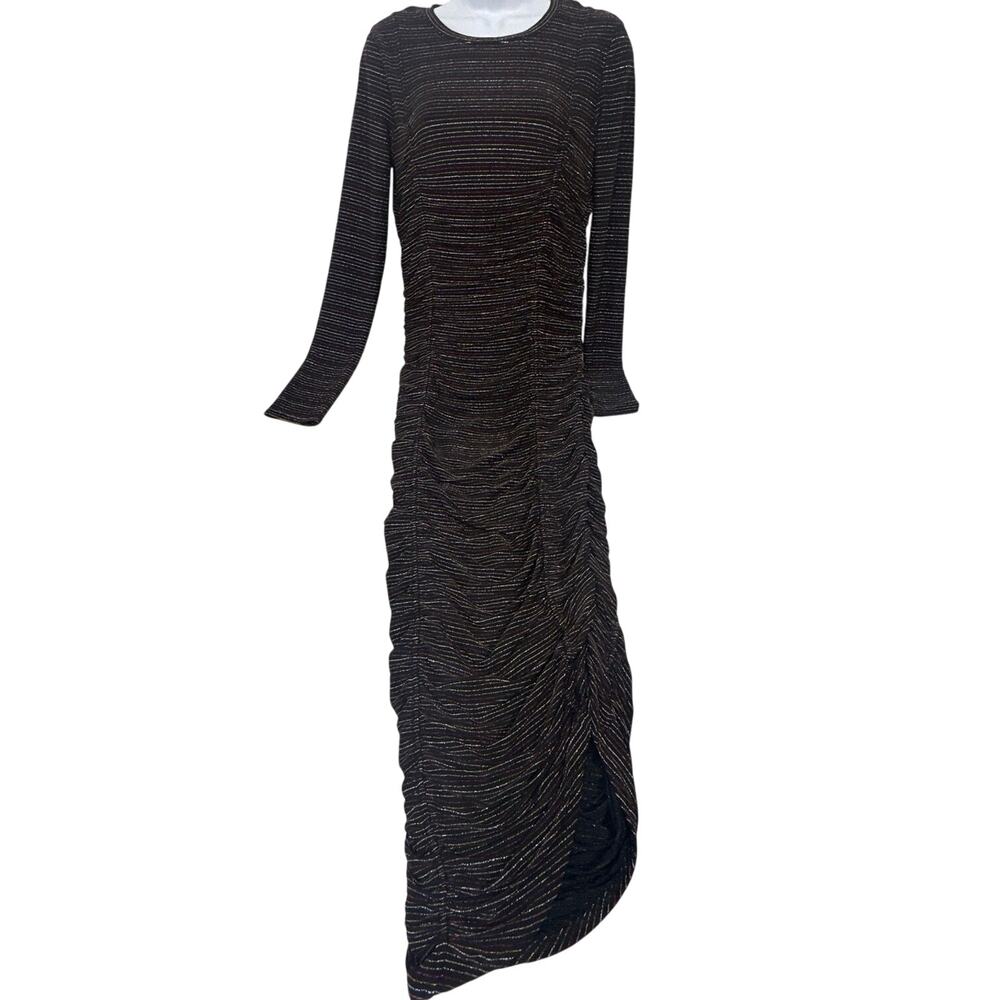 Circus NY Womens Dress Medium Long Sleeve Black Multicolored Tight Rouse striped